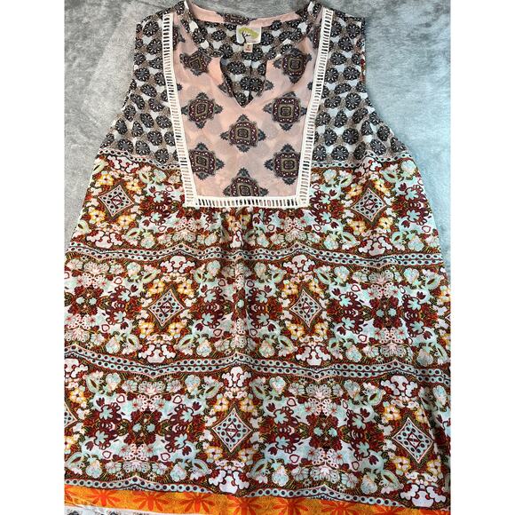 Fig & Flower Blouse-Size L-Multi-Floral Pattern-Boho-Gypsy - Picture 2 of 8